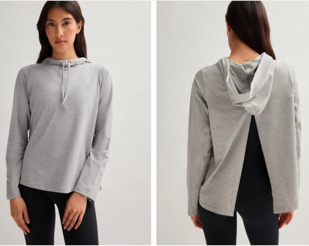 Girlfriend Collective Coyote ReSet Oversized Hoodie Split Back Gray S